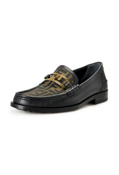 Fendi Men's "O’Lock" Leather Logo Print Slip On Loafers Shoes