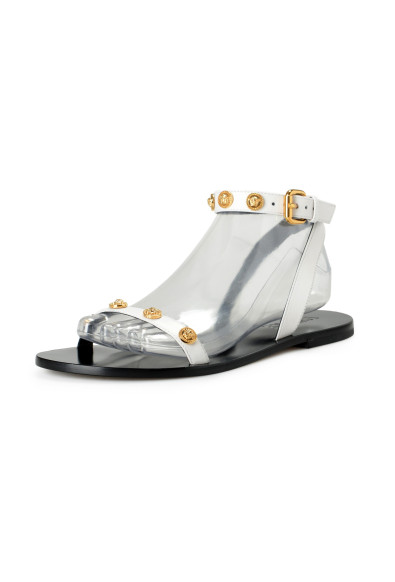 Versace Women's Gold Medusa White 100% Leather Ankle Strap Sandals Shoes