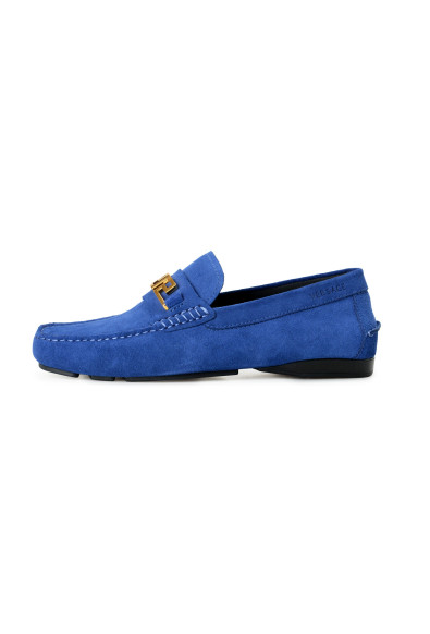 Versace Men's 100% Suede Leather Blue Driver Moccasin Slip On Loafers Shoes: Picture 2