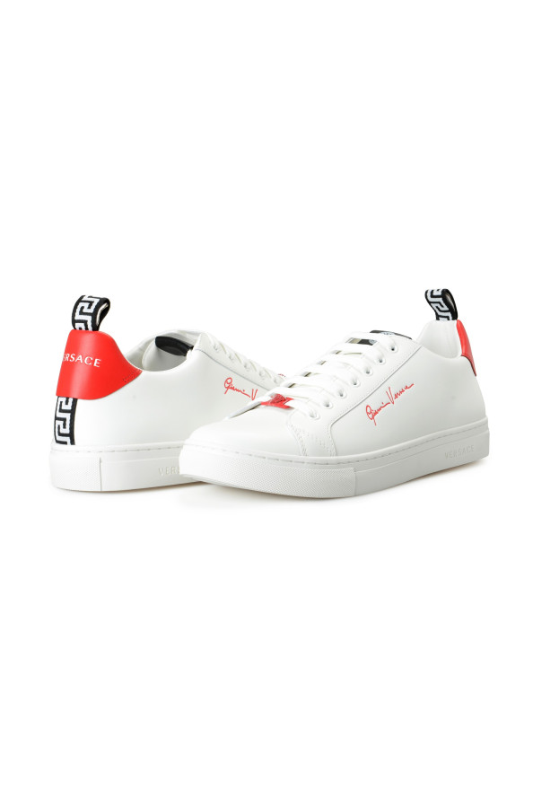 Versace Women's 100% Leather White & Red Fashion Sneakers Shoes : Picture 8