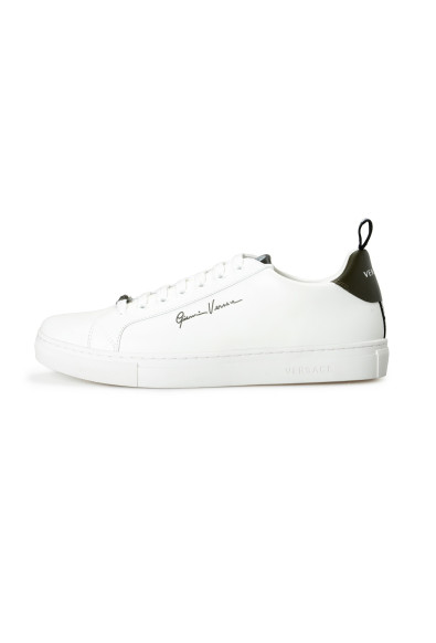 Versace Men's 100% Leather White Logo Print Fashion Sneakers Shoes: Picture 2