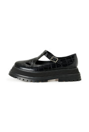Burberry Women's "ALDWYCH" Black Textured Leather Platform Baby Doll Shoes: Picture 2