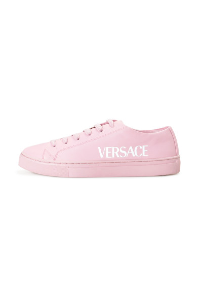 Versace Women's Powder Pink 100% Leather Fashion Print Fashion Sneakers Shoes: Picture 2
