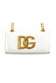 Dolce & Gabbana Women's White Polished Leather Gold Metallic Logo Crossbody Bag: Picture 2