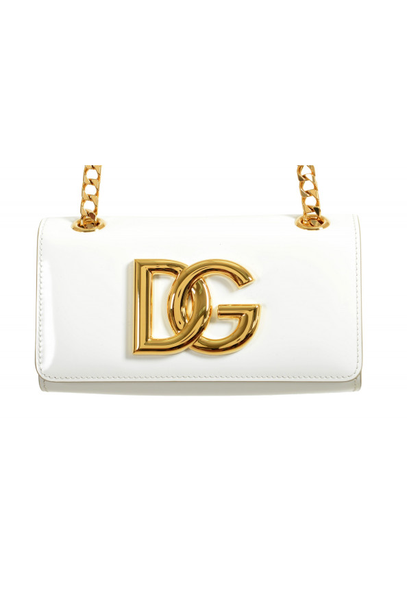 Dolce & Gabbana Women's White Polished Leather Gold Metallic Logo Crossbody Bag: Picture 2