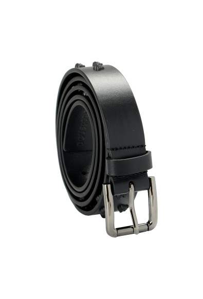 Versace Black 100% Leather Medusa Black Studs Belt 