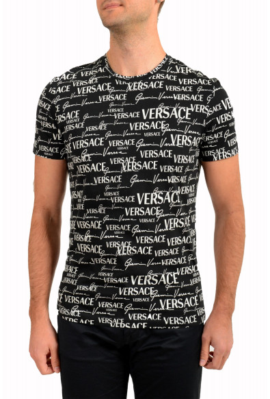 Versace Men's Black Short Sleeve Logo Print Crewneck T-Shirt