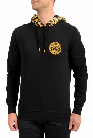 Versace Men's Black & Barocco Medusa Embroidery Hooded Sweatshirt Hoodie