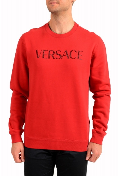 Versace Men's True Red Embellished Crewneck Sweatshirt