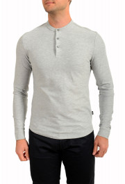 Hugo Boss Men's "Pal 08" Gray Slim Fit Long Sleeve Henley Shirt