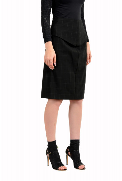 Hugo Boss Women's "Vafara" Black Wool Plaid Pencil Skirt: Picture 2