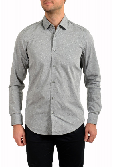 Hugo Boss Men's "Lukas_F" Gray Floral Print Long Sleeve Casual Shirt