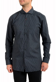 Hugo Boss Men's "Erriko" Gray Extra Slim Fit Geometric Print Dress Shirt