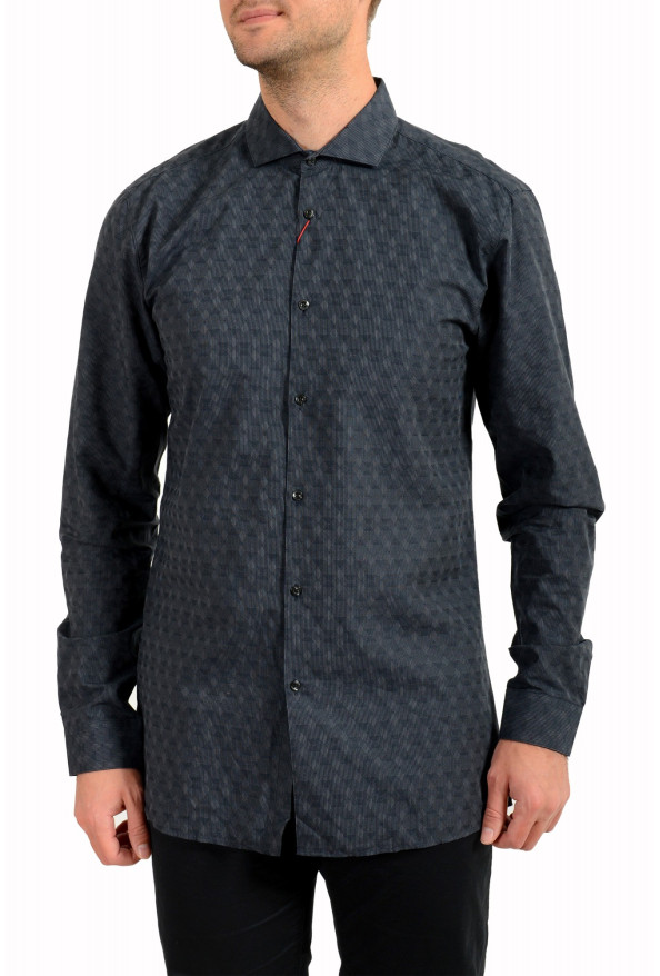 Hugo Boss Men's "Erriko" Gray Extra Slim Fit Geometric Print Dress Shirt