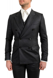 Dolce & Gabbana Men's Blue 100% Wool Striped Double Breasted Three Piece Suit: Picture 4