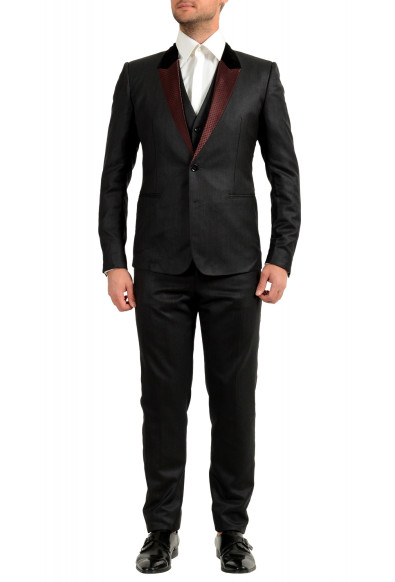 Dolce & Gabbana Men's Gray Silk Wool Striped Two Button Three Piece Suit