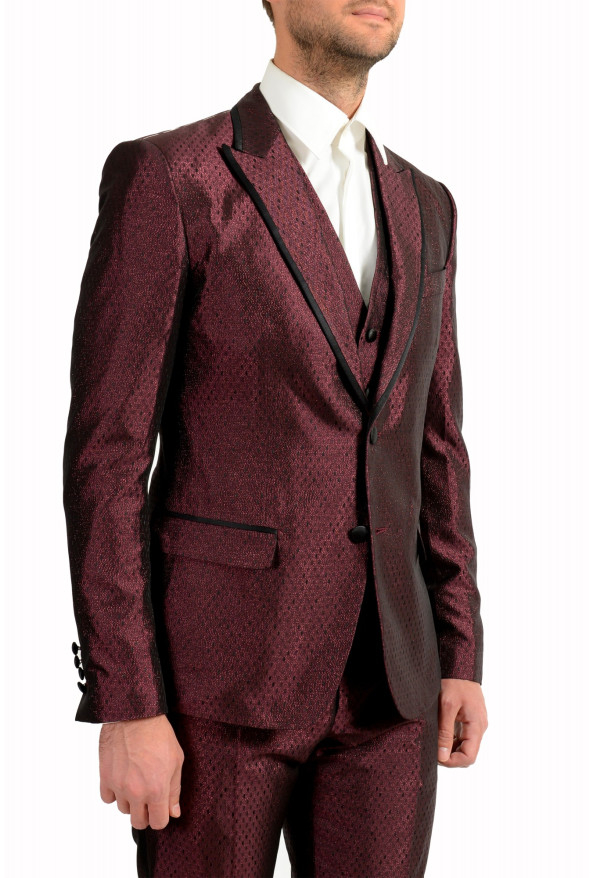 Dolce & Gabbana Men's Violet Silk Geometric Print Two Button Three Piece Suit: Picture 5