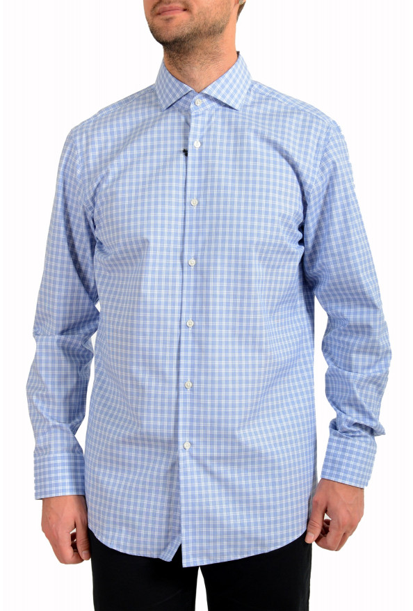 Hugo Boss Men's "Mark US" Sharp Fit Blue Plaid Long Sleeve Dress Shirt