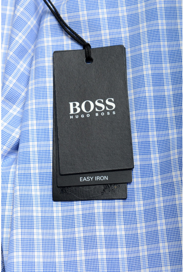 Hugo Boss Men's "Mark US" Sharp Fit Blue Plaid Long Sleeve Dress Shirt: Picture 9