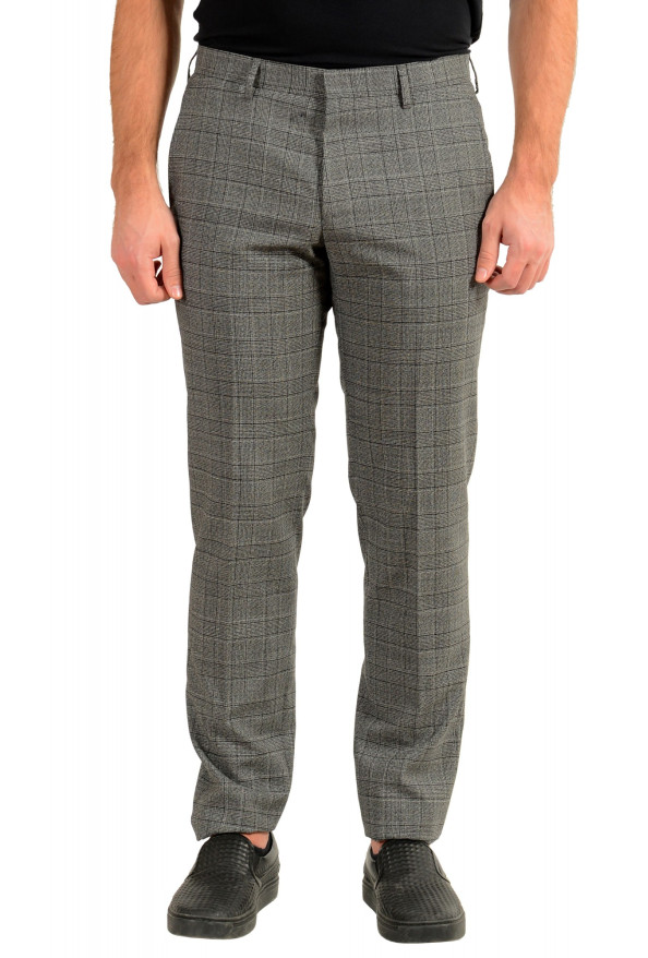Hugo Boss Men's "Genesis4" Slim Fit Gray Plaid Flat Front 100% Wool Dress Pants
