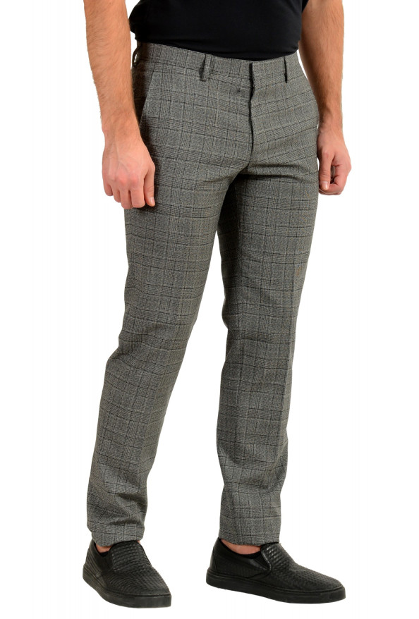 Hugo Boss Men's "Genesis4" Slim Fit Gray Plaid Flat Front 100% Wool Dress Pants: Picture 2