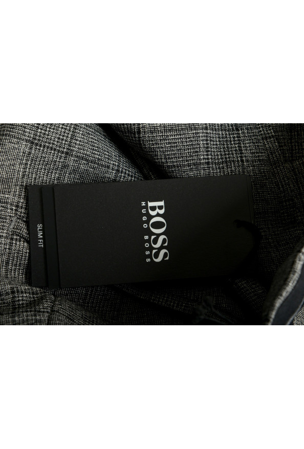 Hugo Boss Men's "Genesis4" Slim Fit Gray Plaid Flat Front 100% Wool Dress Pants: Picture 4
