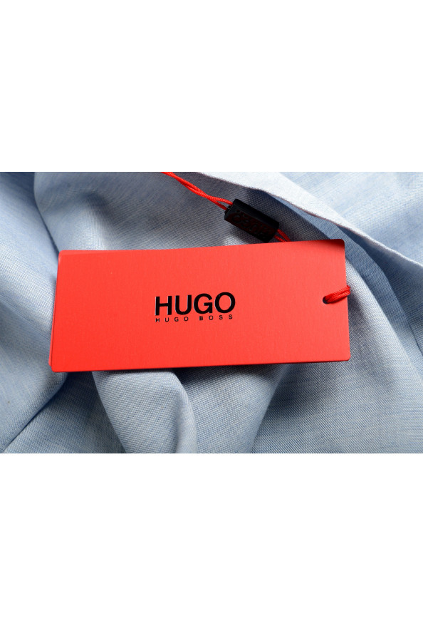Hugo Boss Men's "Eddison-W" Egyptian Cotton Blue Long Sleeve Casual Shirt: Picture 8
