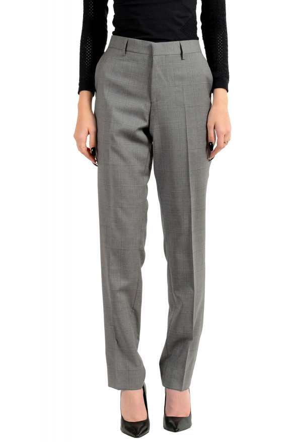 Hugo Boss Women's Gray Plaid 100% Wool Dress Pants
