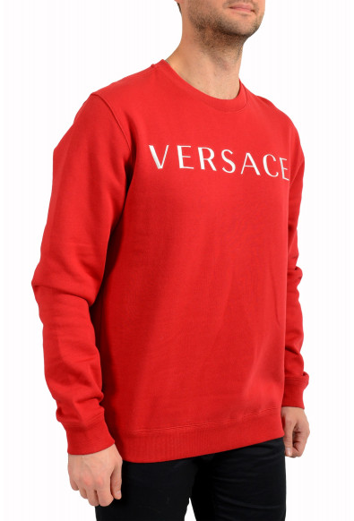 Versace Men's Red Logo Embroidered Crewneck Sweatshirt: Picture 2