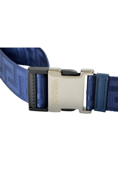 Versace Blue Leather Trimmed Buckle Decorated Adjustable Belt One Size: Picture 2