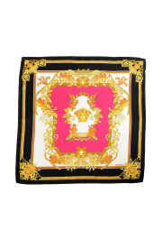Versace Pink & Gold Barocco Print 100% Silk Large Shawl Scarf