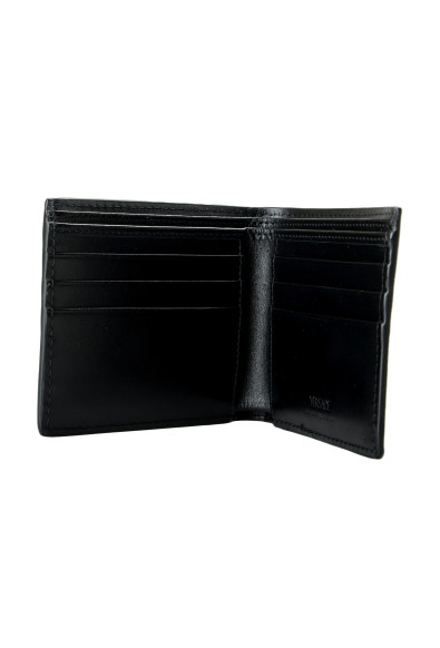 Versace Men's Royal Blue & Black 100% Leather Logo Print Bifold Wallet: Picture 2