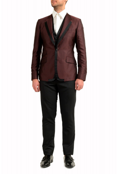 Dolce & Gabbana Men's Silk Wool Geometric Print Two Button Three Piece Suit