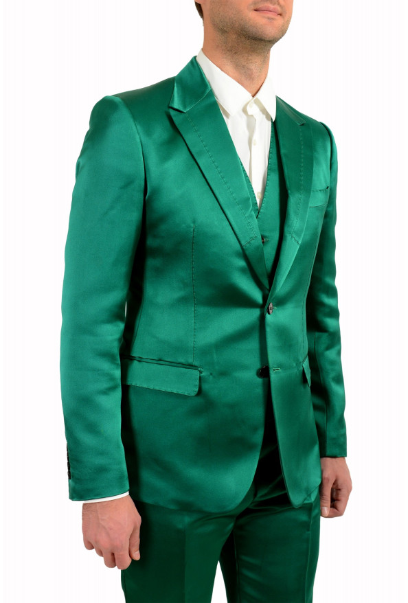 Dolce & Gabbana Men's 100% Silk Emerald Green Two Button Three Piece Suit: Picture 5
