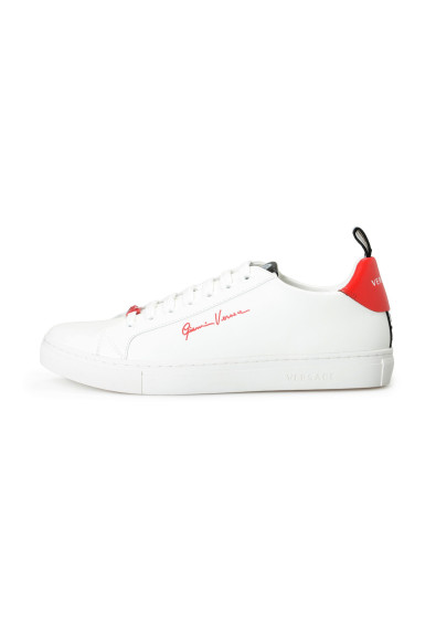 Versace Women's 100% Leather White & Red Fashion Sneakers Shoes : Picture 2
