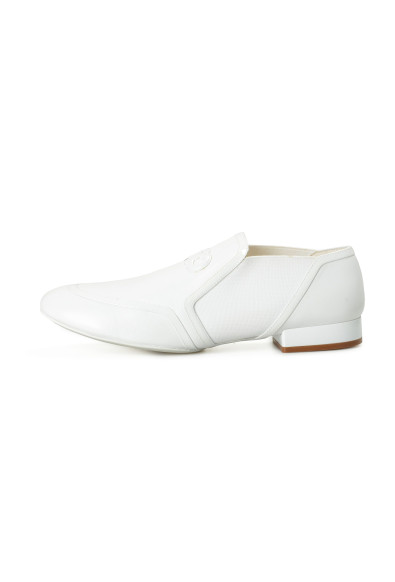 Salvatore Ferragamo "JAYDA 15" White Leather Slip On Heeled Loafers Shoes: Picture 2
