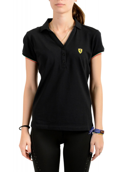 Scuderia Ferrari Women's Black "Ita Flag Piquet" Short Sleeve Polo