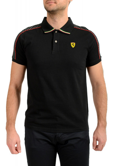 Scuderia Ferrari Men's Black "New Checkflag" Short Sleeve Polo Shirt