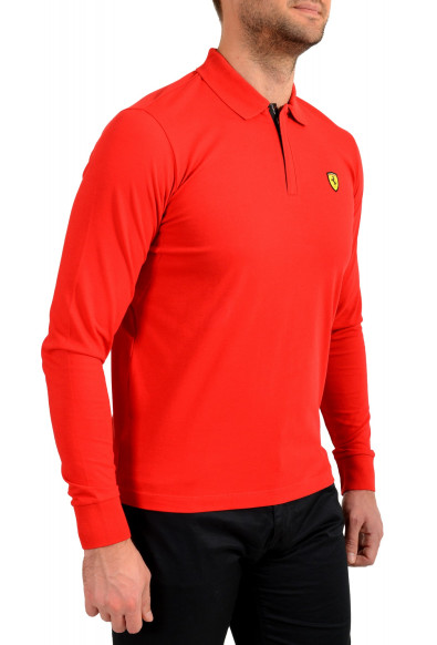 Scuderia Ferrari Men's True Red "Alcantara" Long Sleeve Polo Shirt: Picture 2