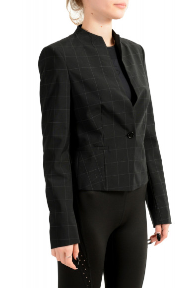 Hugo Boss Women's "July" Black Plaid Wool One Button Cropped Blazer: Picture 2