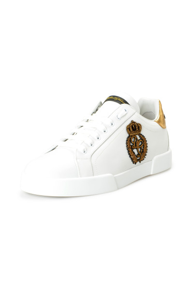 Dolce & Gabbana Men's White Logo Print 100% Leather Sneakers Shoes