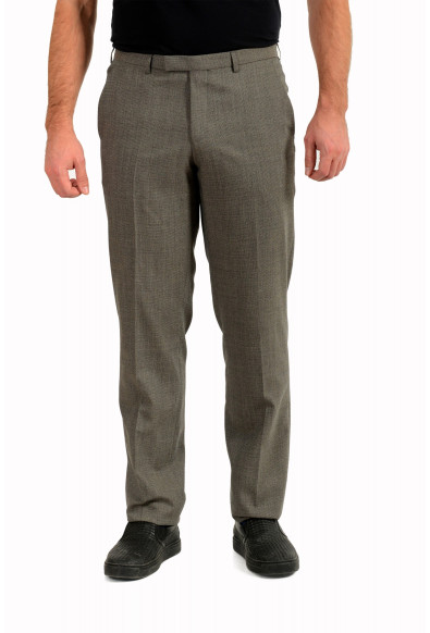 Hugo Boss Men's "Sharp1 US" Gray Wool Flat Front Dress Pants