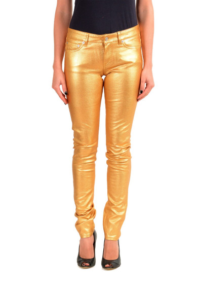 Saint Laurent Women's Gold Color Coated Skinny Jeans
