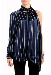 Hugo Boss Women's "Casini" Blue Striped Open Shoulder Blouse Top