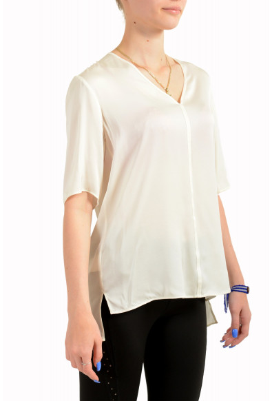 Hugo Boss Women's "Ivala2" Ivory Silk Short Sleeve Blouse Top: Picture 2