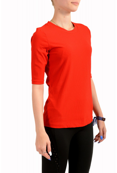 Hugo Boss Women's "Eodara" Red Plaid Short Sleeve Blouse Top: Picture 2