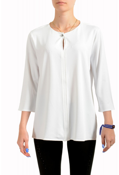 Hugo Boss Women's "Elenka" White 3/4 Sleeve Blouse Top