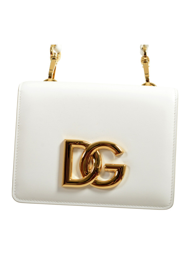 Dolce & Gabbana Women's White Leather Gold Metallic Logo Crossbody Bag: Picture 2