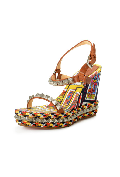 Christian Louboutin Women's "PYRACLOU" Leather Wedges Sandals Shoes