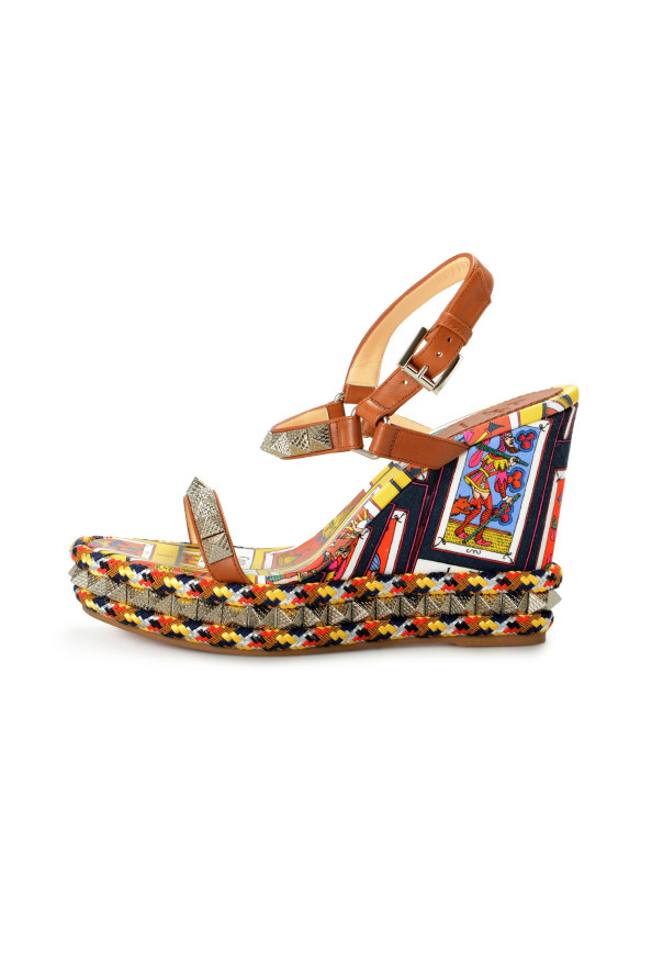 Christian Louboutin Women's "PYRACLOU" Leather Wedges Sandals Shoes: Picture 2